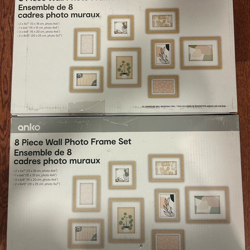 8-Piece Wall Photo Frame Set in Light Wood